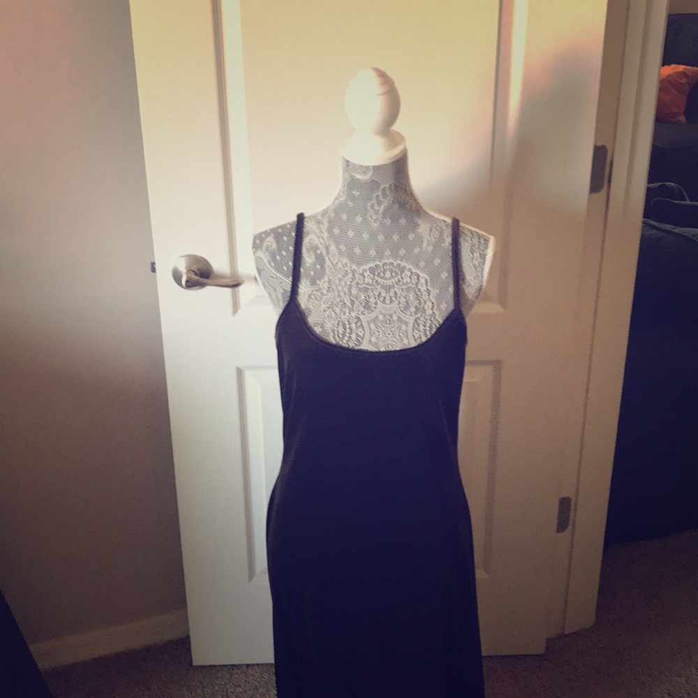 Long brown crushed velvet dress